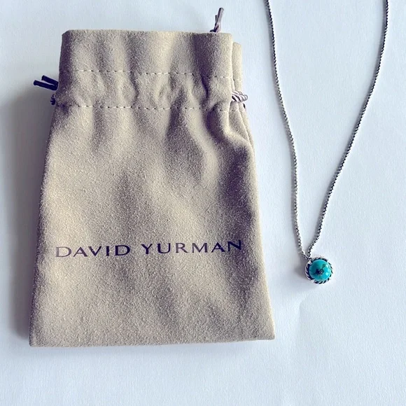 David Yurman Silver Necklace with Turquoise Pendant - Picture 2 of 5